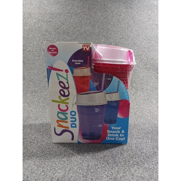 Snackeez! Duo 2 In 1 Snacking Solution 30 Piece Combo Pack Pink - New Sealed - Picture 4 of 6